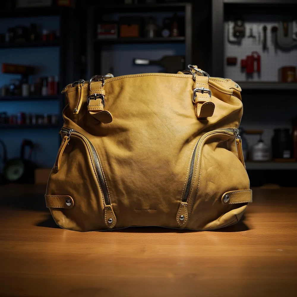 Preloved Mustard Colored Nuovedive Leather Women's Hobo Bag